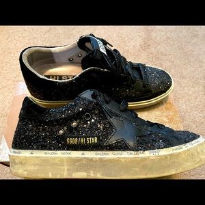 Golden Goose Black Glitter HI Star Size 39